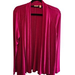 LOGO OPEN FRONT CARDIGAN FUSCIA SIZE MEDIUM LONG SLEEVE COMFY